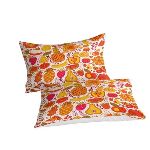 Housse de couette 220x240cm imprimé fruit ananas 3D parure king en microfibre premium