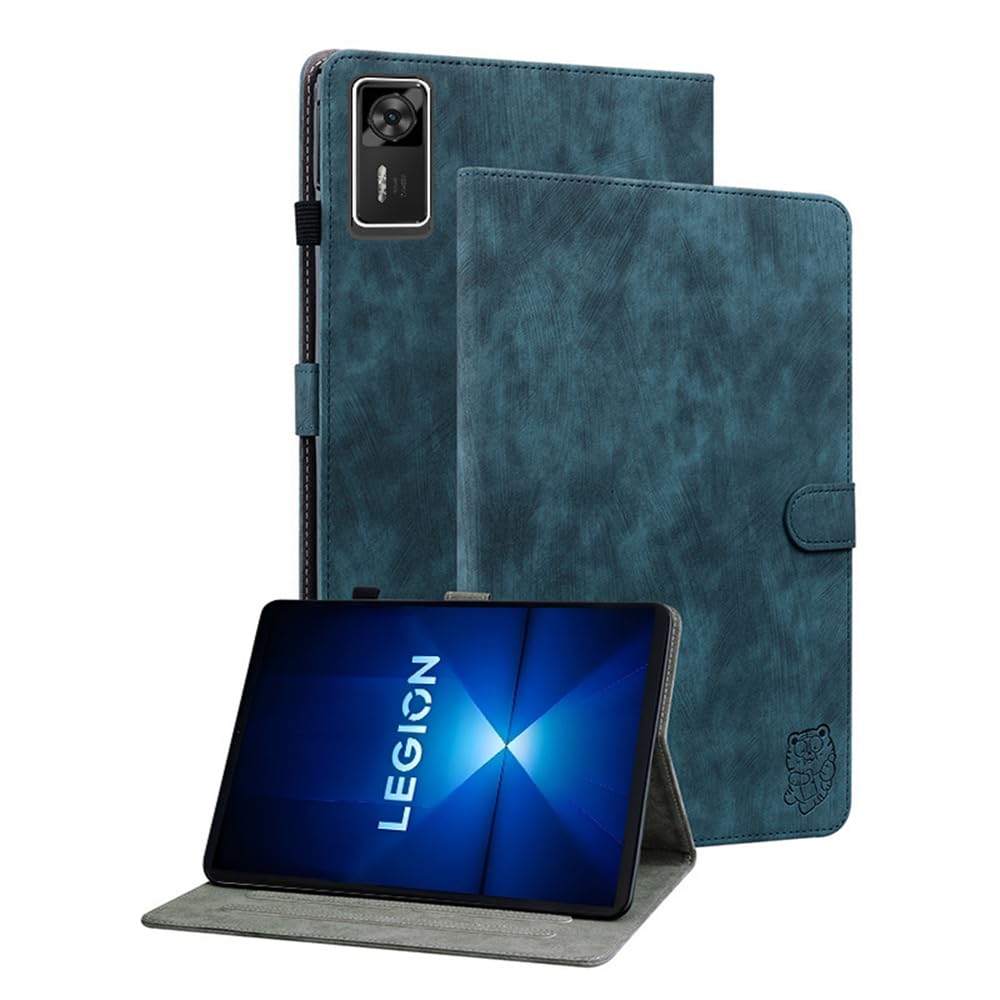 for Lenovo Legion Y700 Gen 4 Case Tiger Imprint Anti-Scratch PU Leather Tablet Cover - Blue-image-19