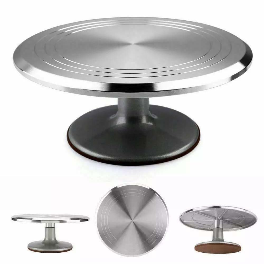 Gziztx Cake Turntable 12 Inch/30 CM Rotating Cake Stand, Aluminium Turntable Stand for Cake, Baking, Pastries