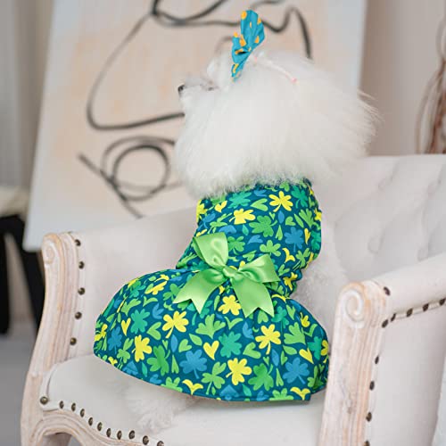 Image of CuteBone Dog Mesh Dress St.Patrick's Day Puppy Sundress Pet Outfit Summer Fashion for Small Dogs Girl Cat Clothes