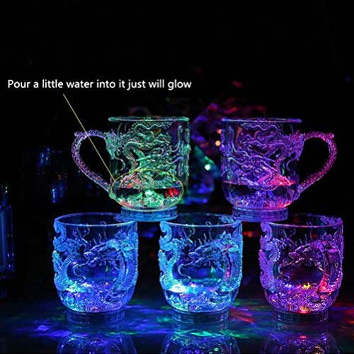 Imikeya 3D Dragon Embossed Cup, Led Flash Mug Coffee Beer Whisky Cup For Bar Club Home Dragon Collectible Gift #TOP4
