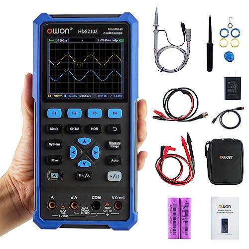 OWON HDS2102 Handheld Oscilloscope, 100MHz Bandwidth 2 in 1 Digital Multimeter Oscilloscope