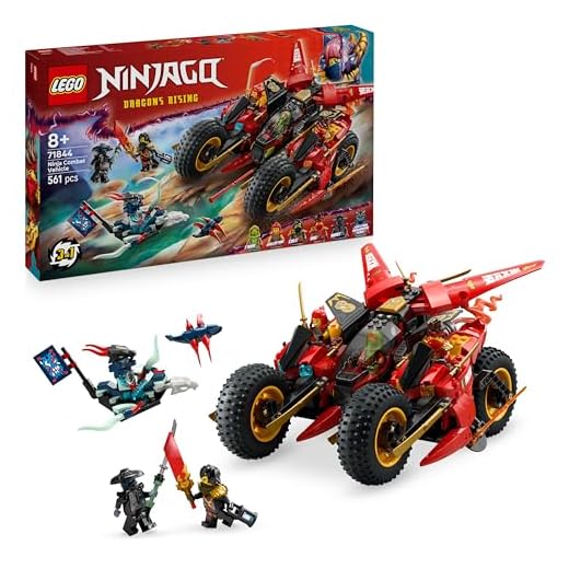 LEGO Ninjago Vehículo de Combate Ninja - Set de Construcción Transformable a 2 Motos Ninja y Avión Reactor de Juguete - 6 Minifiguras Inc. Kai y Cole - Regalo para Niños de 8+ Años 71844
