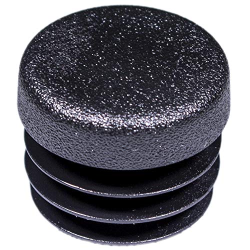 Image of Prescott Plastics 3 /4 inch (19.05mm) Outer Diameter Ribbed Plastic Hole Plugs, Round Black Metal Tubing End Caps, Strong Furniture Leg Inserts, Impact & Weather Resistant, Made in the USA - 50 Pack