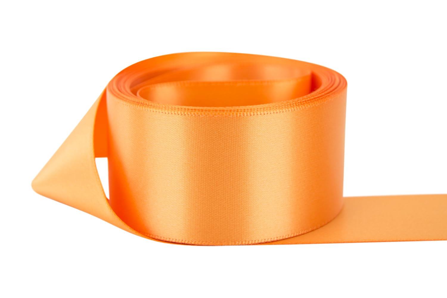 Ribbon Bazaar Double Faced Satin - Premium Gloss Finish - 100% Polyester Ribbon for Gift Wrapping, Crafts, Scrapbooking, Hair Bow, Decorating &amp; More - 5/8" Orange Cream 50yd Spool