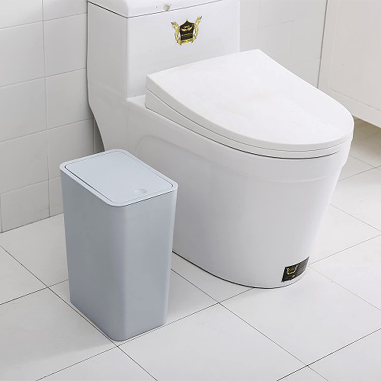 Fasmov Cestino della Spazzatura 2 Pezzi 7,5 Litri / 2 Galloni Contenitore per Rifiuti in Plastica con Coperchio a Pressione, Cestino per Rifiuti per Cucina, Bagno, Soggiorno, Ufficio, Spazi Stretti