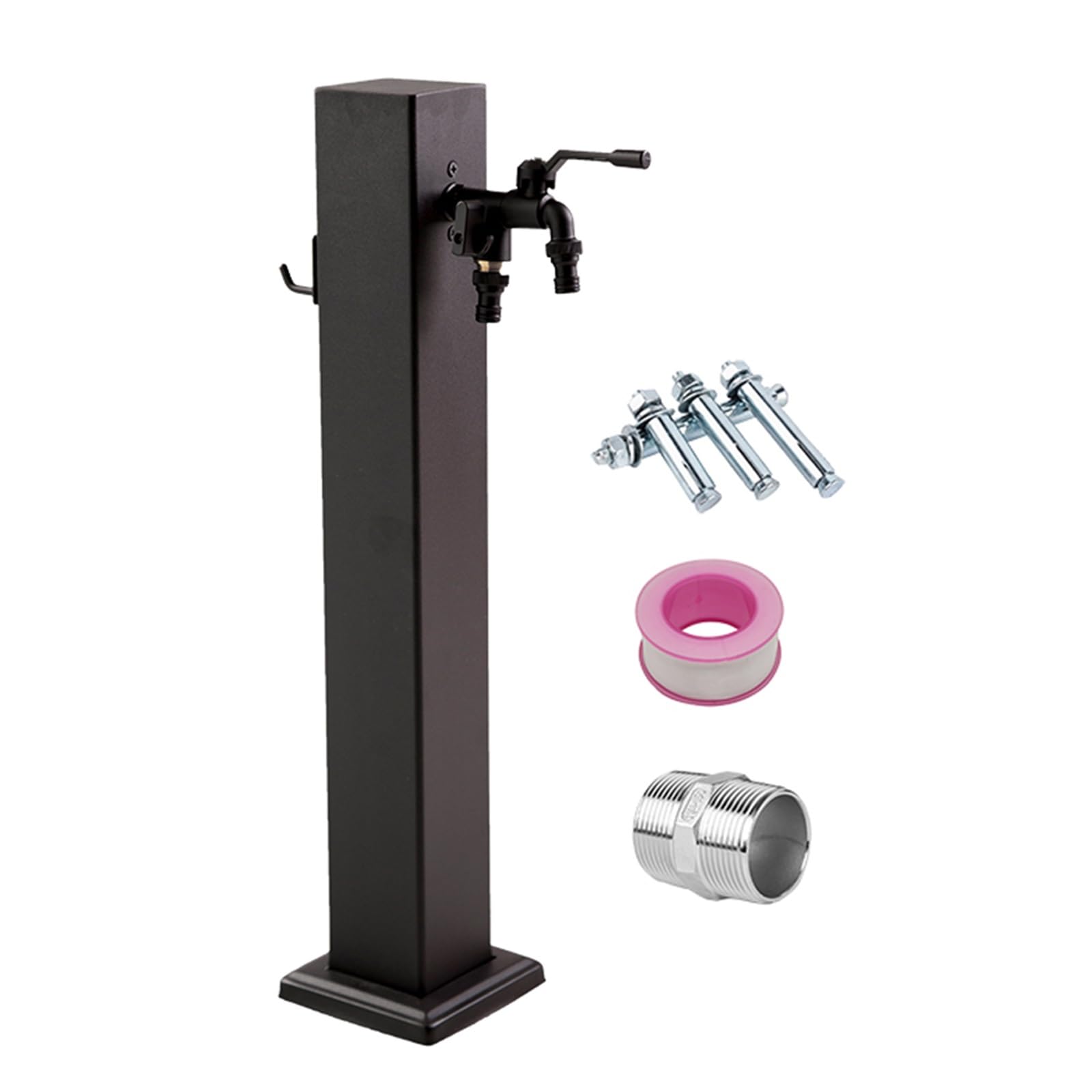 Fontana da Giardino Esterno con Rubinetto a Doppia Uscita, Supporto per Tubo Flessibile Indipendente con Rubinetto, Colonna d'Acqua da Giardino in Acciaio Inossidabile 304(60cm/24in)