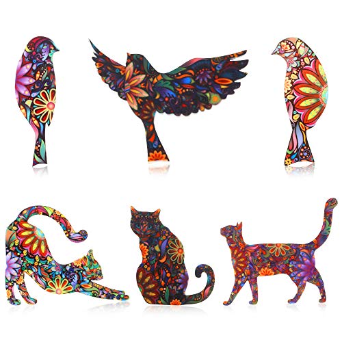 WILLBOND 6 Pieces Animal Shape Brooch Pins Set Unisex Cat and Bird Brooch Lapel Pin Enamel Badges Brooch