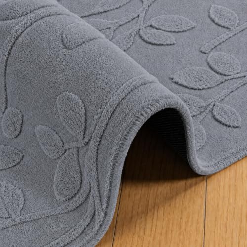 Image of HOMETHREADS Premium Plush Soft 2-Layer Faux Rabbit Fur Embossed Carpet, Washable Area Rug with Anti-Skid Backing for Living Room, Bedroom, Hall & Office, Ultra Soft Floor Carpet(Grey, 6' x 8' Feet)