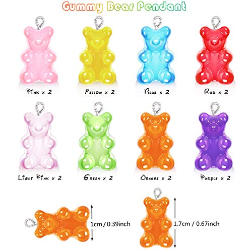 16 Pieces Resin Gummy Bear Pendant,Ccozn 8 Colors Candy Gummy Charms Bear Gummy Resin Bear Pendant Diy Necklace For Girls Jewelry Making Crafting #TOP1