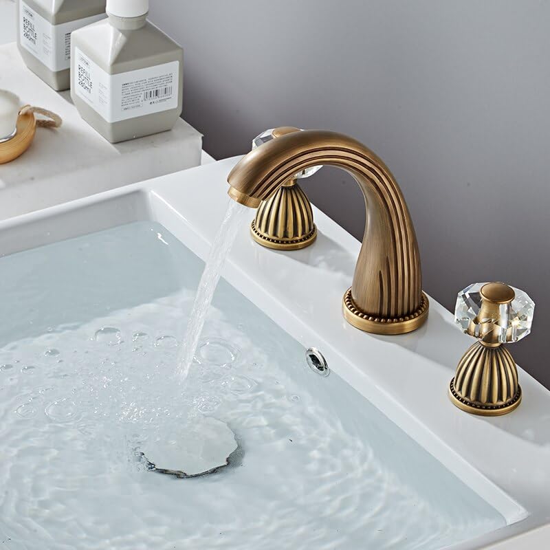 Robinet mélangeur bassin or et cristal antique pour salle de bain de luxe