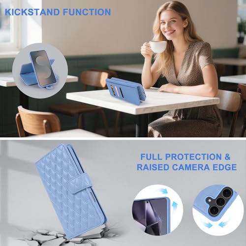 Harryshell for Samsung Galaxy S25 Ultra Detachable Wallet Case Magnetic Cover Compatible with Magsafe RFID Blocking Card Slots Holder Kickstand PU Leather Protective Case Men Women (Quilted Sky Blue) by Harryshell - Image 7