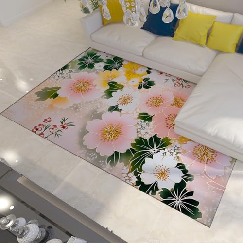 Tapis salon floraux roses moderne doux lavable 80x150cm - 2