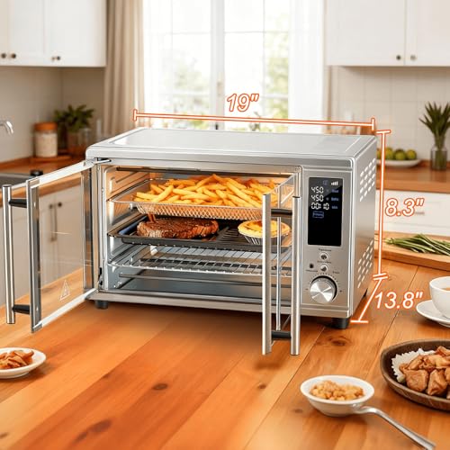 Image of OLIXIS Air Fryer Toaster Oven Combo Dual Door, 29.6QT Oven Countertop 12 Functions in 1, 7 Accessories Included, Stainless, Up to 450F
