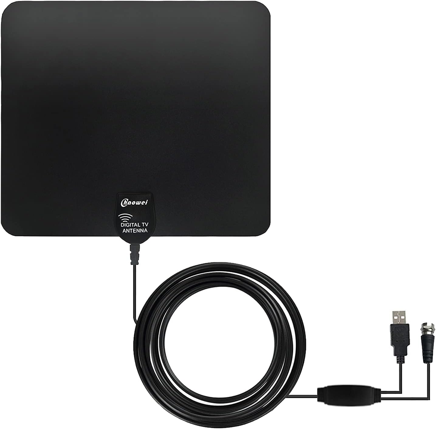 Chaowei Amplified HD Digital TV Antenna with Built-in Signal Booster and 16.5 Feet Long Coaxial Cable-100+ Miles Range