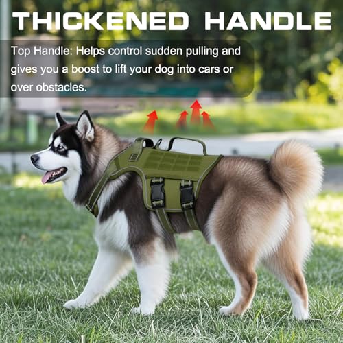 Dog Harness for Large Dogs Heavy Duty, Tactical No Pull Dog Harness with Molle System, Easy On and Off Service Dog Vest, Breathable Padded, Adjustable Reflective Pet Vest for Walking Hiking Training - Image 3