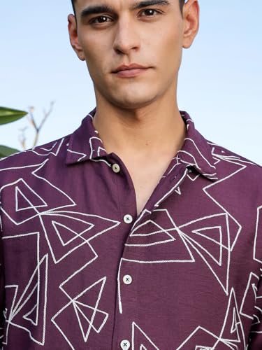 Image of Thomas Scott Mens | Half Sleeve | Embroidered Printed | Regular Fit | 100% Cotton | Casual Shirts
