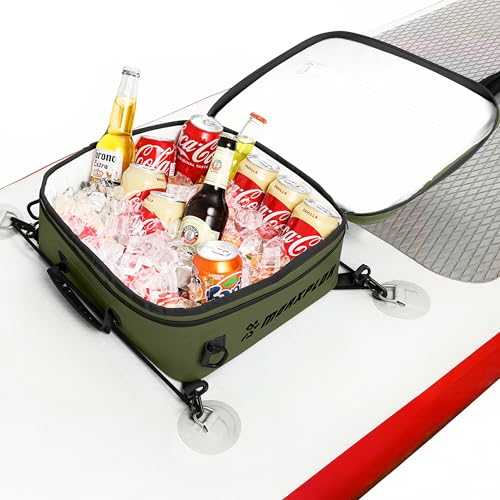 Image of Waterproof PVC Paddleboard Cooler Deck Bag - 12 Can Soft Insulated Cooler for Paddleboarding, Camping, Kayaking