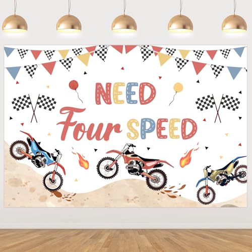 Toile de fond 4e anniversaire moto pour décoration d'anniversaire garçon