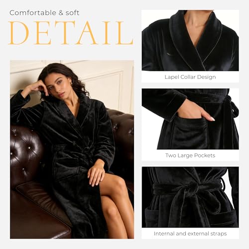 Image of HEARTNICE Womens Fleece Robes, Soft Plush Long Bathrobe, Thick Kimono Robes for Womens, Warm House Coat