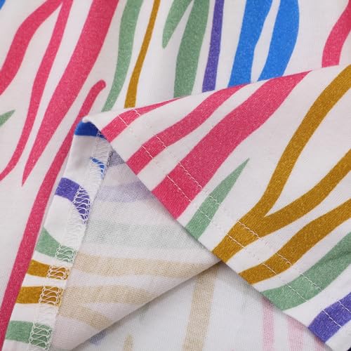 Image of Girl Long Sleeve Dress Ruffle Rainbow Color Block Cotton Casual Tiered Pleated Twirly Dress