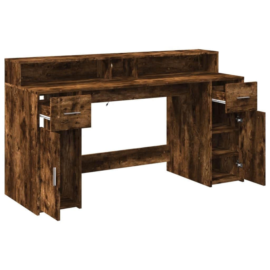 Homgoday Scrivania a LED per computer, ufficio, ufficio, ufficio, soggiorno, studio, incenso, 160 x 55 x 91 cm, materiale in legno