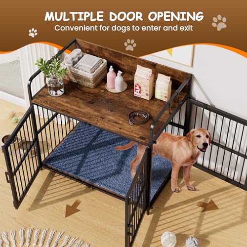 Large-Dog-Crate-Furniture-for-Dogs-43-Wooden-Heavy-Duty-Medium-Dog-Kennel-with-Double-Doors-for-Puppy-Decorative-Pet-House-Dog-Crates-Side-End-Table-Indoor433-Wx276-Dx393-H Large Dog Crate Furniture for Dogs 43 Wooden Heavy Duty Medium Dog Kennel with Double Doors for Puppy Decorative Pet House Dog Crates Side End Table Indoor433 Wx276 Dx393 H