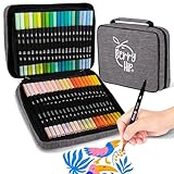 Berry Hip Set de Marcadores Doble Punta con Punta Fina 0.4 mm y Punta Pincel 1-4 mm Colores Surtidos Tinta Base Agua Bajo...