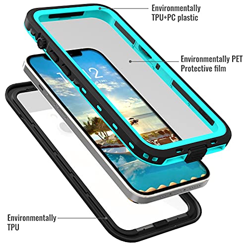 Transy Waterproof Phone Case Compatible with iPhone 13, IP68 Waterproof Shockproof Dust-Proof Phone Case with Built in Screen Protector, Full Body Protective Case (Blue, iPhone 13) by Transy - Image 5