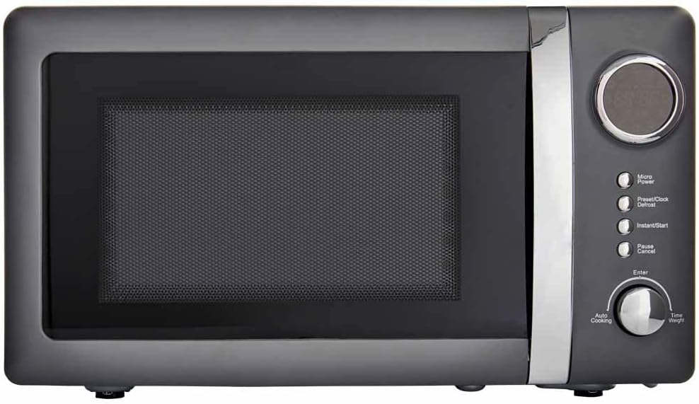 wilko Matt Grey 20L Microwave - With Defrost Function - 800W Output Microwave - 5 Power Levels - Easy to Clean - Stylish Design - 25mm Glass Turn Table