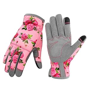 Leather Gardening Gloves for Women, Flexible Breathable Garden Gloves,Thorn Proof Working Gloves Touch Screen Gardening Gifts – Medium Pink