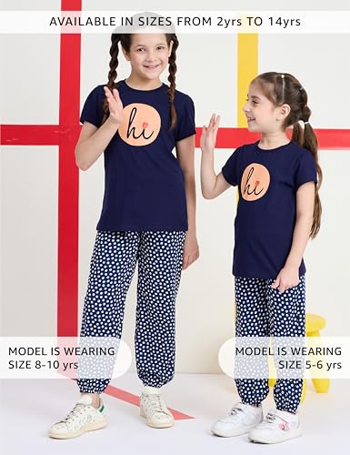 Image of Amazon Brand - Symbol Girls Relaxed Fit Printed Rayon Jogger Pants | Elasticated Waistband | Age 2-14 Years