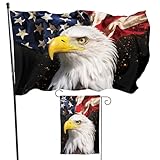 Lyiukz Vintage American Bald Eagle Flag 3x5 FT Double Sided Print USA Flag and Garden Flags 12x18 Inch Memorial Day 4th July Independence Day Durable Outdoor Indoor Decor