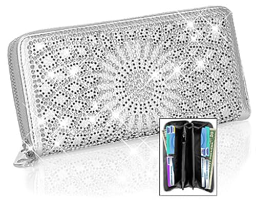 Gem Sparkle Wallet Matching Star Flower Rhinestone Wallet for Sparkle Purse Silver