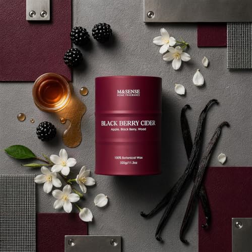 Image of M&SENSE Black Berry Cider Scented Soy Candles,11.3 oz Fall Candle Non Toxic,Aromatherapy Candle for Stress Relief Meditation Relaxing