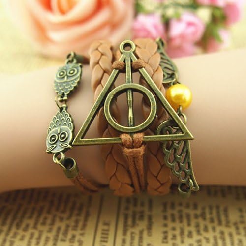 Harry Potter Jewelry Infinity, Owl, Believe Freedom Braided Leather Bracelet (Style H)