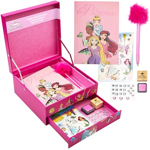 Disney Stitch Diario Niña Adolescente Set de Papeleria con Cuaderno Pegatinas Bolígrafo Set Manualidades Kit de Diario de Bricolaje para Niñas (Rosa Princesas)