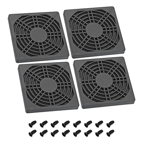 PATIKIL 80mm Cooling Fan Filter with Screw, 4 Pack ABS Ventilator Grill Protector Guard for Fan Protective Cover DIY Black