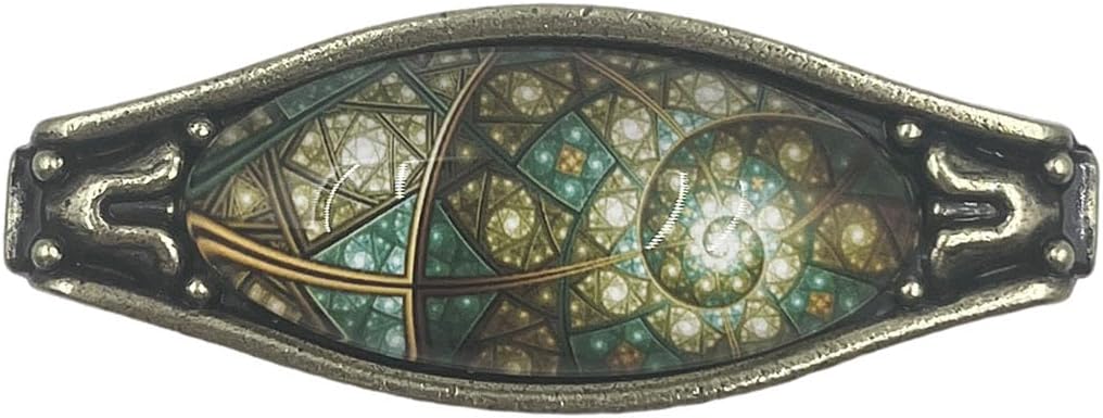4 Pack Antique Drawer Knobs Bronze Metal Cabinet Pull Knobs with Stained Glass Window Pattern Single Hole Decorative Pull Handles for Dresser Chest