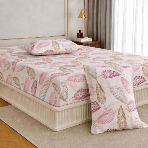 Jaipur Weaves King Size Fitted Bedsheet with Elastic,100% Pure Co...