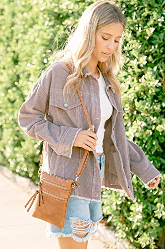 Image of Isabelle Small Lightweight Shoulder Bag for Women, Mini Multi Zipper Pocket Crossbody Handbag with Adjustable strap