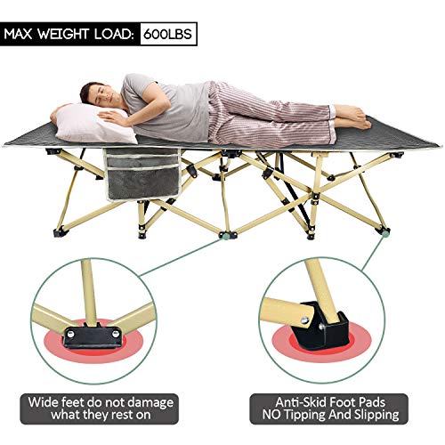 Lmlpt Camping Cots, Folding Portable Camping Cot For Kids Adults, Heavy Duty 31" Wide Sturdy With Carry Bag For Camp Home Office Use, Black Gray #TOP3