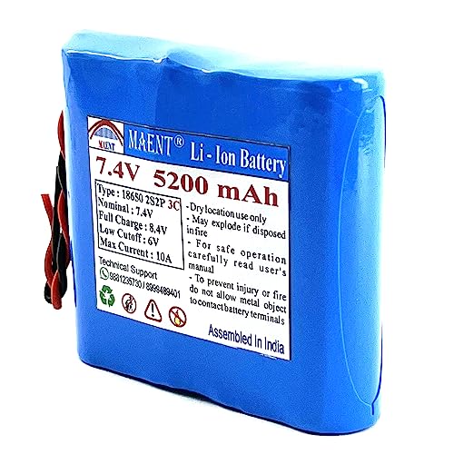 Image of MAENT 7.4V 18650 Lithium ion Rechargeable Battery 2S2P 2 Wire 5264 POS 8.4V for Electronics Toys Lighting Equipment POS Swipe Machine - 3C Rated (2 Wire, 5200 mah)