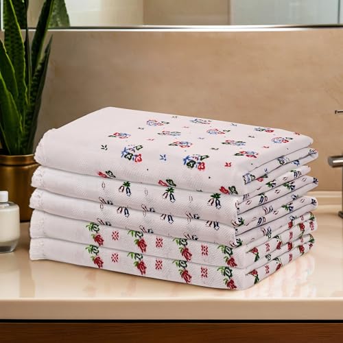 Image of Kuber Industries Pack of 5 Cotton Bath Towel for Women | Super Soft Swimming & Bathing Towel | 30x60 Inch | Travel Cotton Towel & Gamcha | Assorted