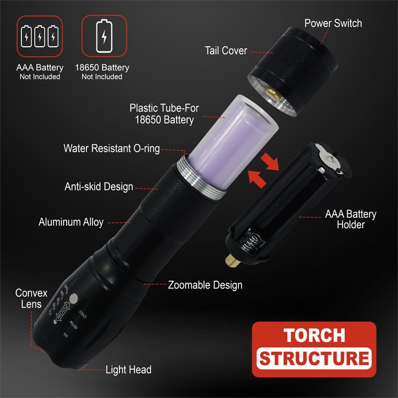 Relybo Torches LED Super Bright Rechargeable, Flashlight 500000 Lumens XHM88 To | UK