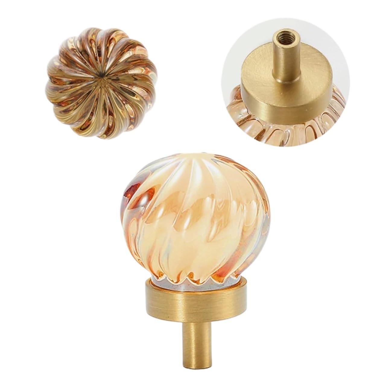 Sbziojhdr Champagnecolor Door Handle, 1 Pcs Cabinet Crystal Knobs,Acrylic Glass Diamond Cut Handles Pull,Transparent Door Drawer Knob,With Screws(Champagnecolor)