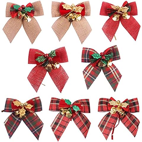 YGCHEN Christmas Bows Red Christmas Tree Ribbon Gift Packaging Decoration with Bell for Christmas Tree, Crafts, Packaging, Wreath Cover