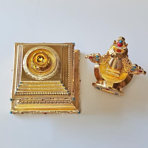 Estatua Tibetana Premium de Stupa Dorada 24 cm miniatura 6
