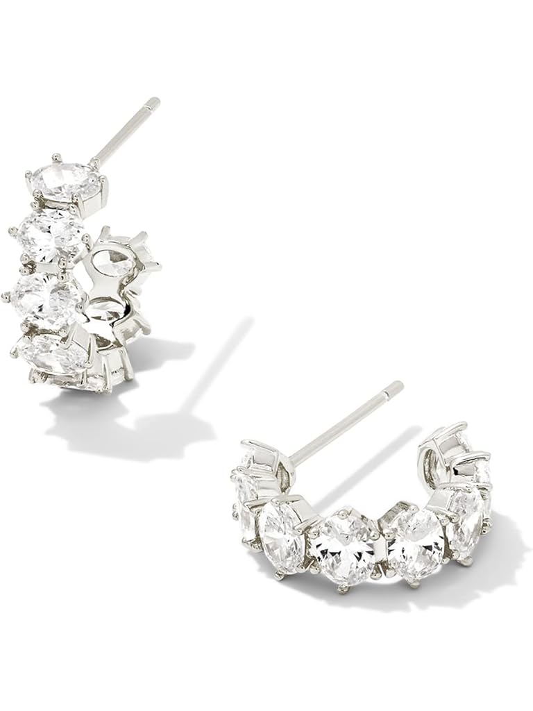 Silver Kendra Scott Cailin Crystal Huggie Earrings