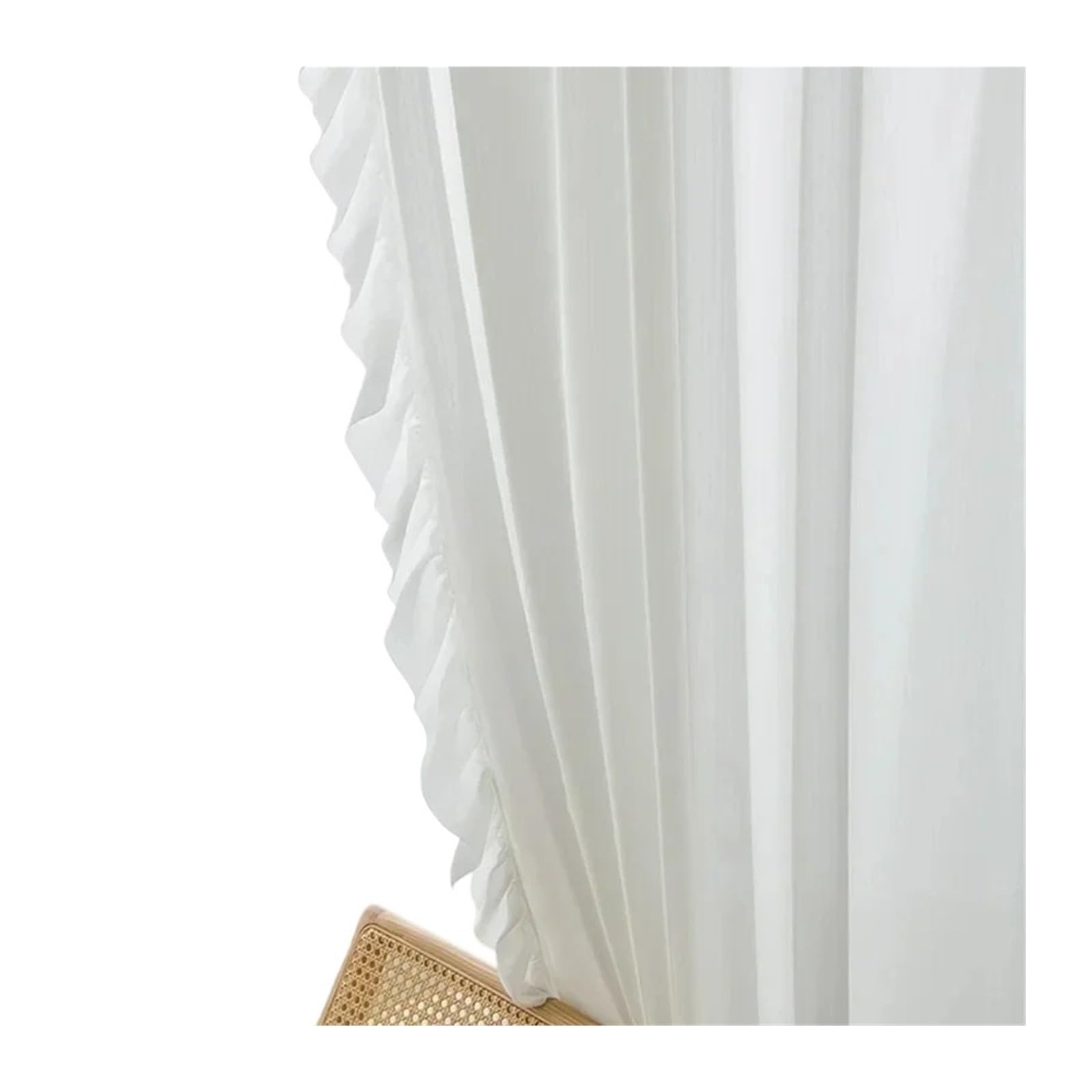 Rideaux en tulle blanc pour baie vitrée, grand voilage mousseline à volants vintage